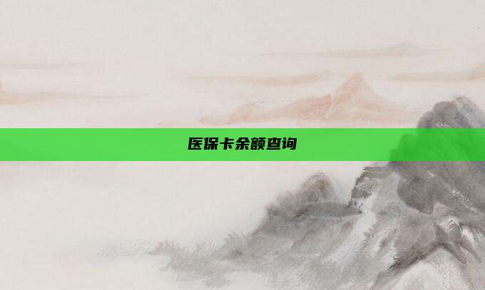 医保卡余额查询