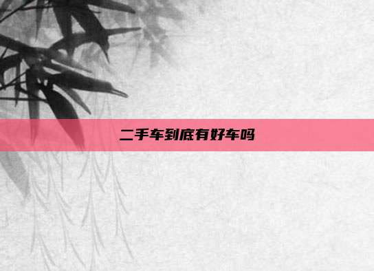 二手车到底有好车吗