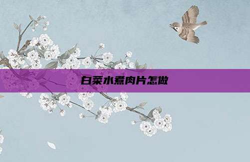 白菜水煮肉片怎做