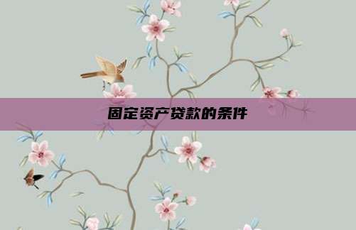 固定资产贷款的条件