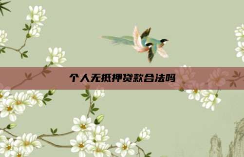 个人无抵押贷款合法吗