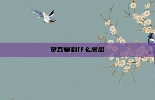 贷款复利什么意思