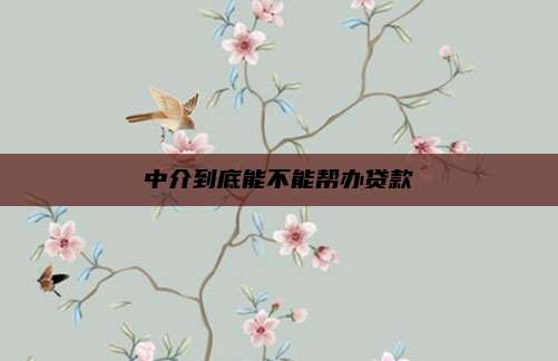 中介到底能不能帮办贷款